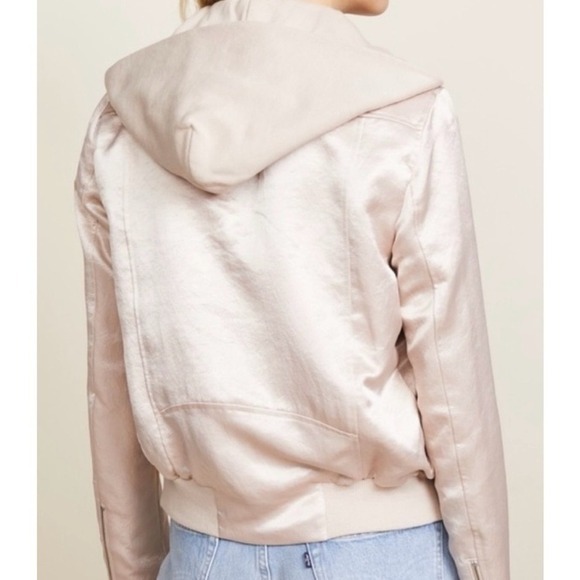 A.L.C. Champagne Pink Edison Satin Cotton Hooded Bomber Jacket Women's Size S - Picture 3 of 9